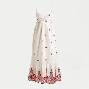 NEW-M-J.Crew Embroidered beach maxi dress in cotton voile